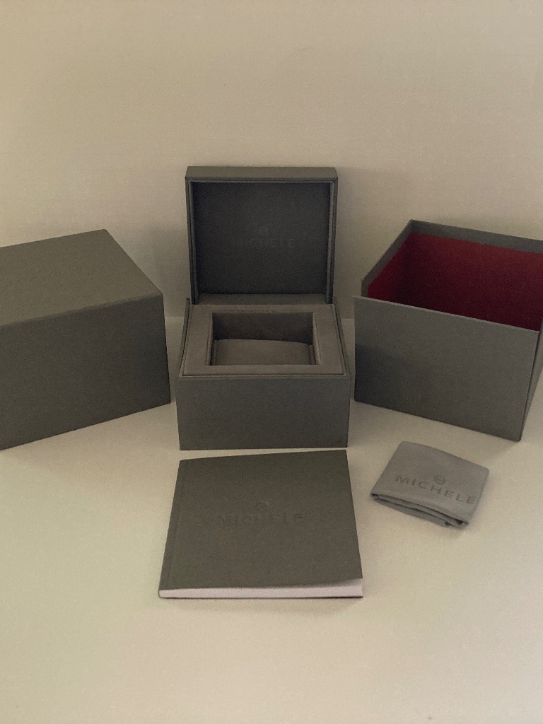 Michele Gray Watch BoxCushionPolishing ClothManualWarranty CardNever Used